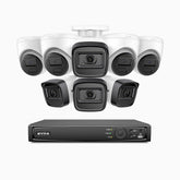 H300 - 3MP 16 Kanal PoE Überwachungskamera-Set mit 4 Bullet Kameras & 4 Turm Kameras, EXIR 2.0 Nachtsicht, Bewegungserkennung, H.265+, IP67 Wetterfest